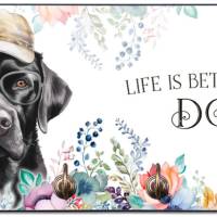 Hundegarderobe LIFE IS BETTER WITH A DOG mit Labrador Bild 1