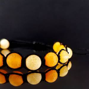 Armband Achat, 8 mm, Achat orange, gefrostet, Edelstein, Perlenarmband, Shamballa, Makramee, Geschenk Freund Freundin, M Bild 7