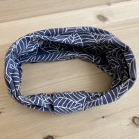 breites Stirnband, elastisches Bandana, Turban Haarband Damen gemustert in grau/graublau Bild 5