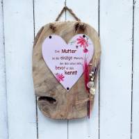 Schild Mutter mit Herz aus Holz und Metall mit Spruch Bild 1