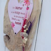 Schild Mutter mit Herz aus Holz und Metall mit Spruch Bild 2