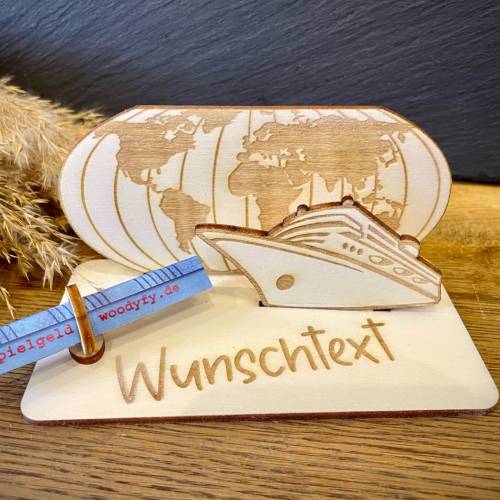 Geldscheinhalter Urlaub, Weltreise, Kreuzfahrt, Geldgeschenk, Geburtstag, Geschenk, Wunschtext, Personalisierbar
