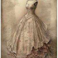 Bastelpapier - Decoupage-Papier - A4 - Softpapier - Vintage - Shabby - Vintage Dress - Kleid - 13281 Bild 1