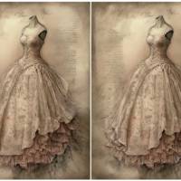 Bastelpapier - Decoupage-Papier - A4 - Softpapier - Vintage - Shabby - Vintage Dress - Kleid - 13281 Bild 2