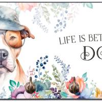 Hundegarderobe LIFE IS BETTER WITH A DOG mit American Staffordshire Terrier Bild 1