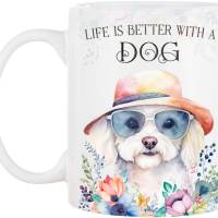 Hunde-Tasse LIFE IS BETTER WITH A DOG mit Bichon Frisé Bild 2