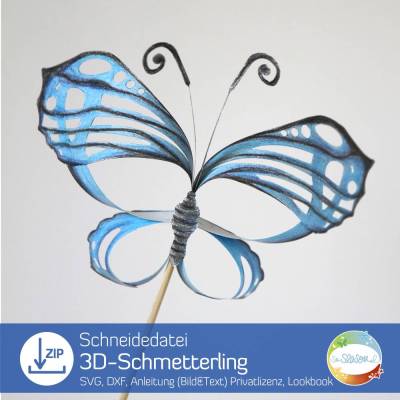 3D-Schmetterling, Plotterdatei für Papier, SVG inkl. Anleitung, Anfänger geeignet, Schneidedatei Papier-Falter, Insekt
