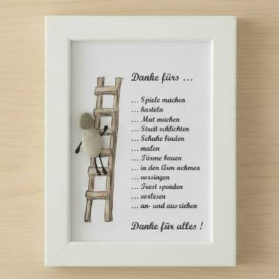 Kindergarten Steinbild mit Leiter – Einzigartiges Abschiedsgeschenk für Erzieher*innen – STB-38