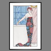 Mode Fashion Illustration 1913 Abendrobe Paris  KUNSTDRUCK Poster - Modemagazin Vintage Art - Shabby - Kunst - Wanddeko Bild 1