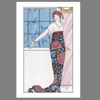 Mode Fashion Illustration 1913 Abendrobe Paris  KUNSTDRUCK Poster - Modemagazin Vintage Art - Shabby - Kunst - Wanddeko Bild 2