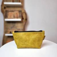 Kleine Tasche aus Leder, Ledertäschchen, Krimskramstasche in gelb Bild 2