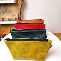 Kleine Tasche aus Leder, Ledertäschchen, Krimskramstasche in gelb Bild 5