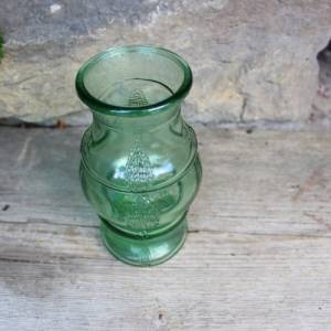 Vase aus grünem Pressglas 60er 70er Jahre DDR Bild 6