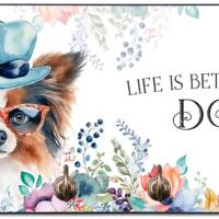 Hundegarderobe LIFE IS BETTER WITH A DOG mit Papillon Bild 1