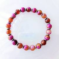 Armband pink orange, buntes Perlenarmband, Edelsteinarmband Bild 10