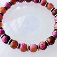 Armband pink orange, buntes Perlenarmband, Edelsteinarmband Bild 9