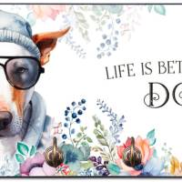 Hundegarderobe LIFE IS BETTER WITH A DOG mit Bullterrier Bild 1