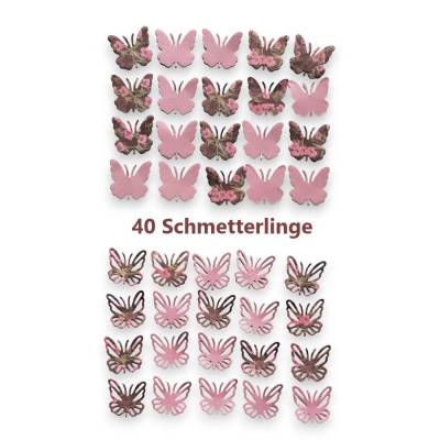 40 Stanzteile Streudeko Schmetterlinge, Duo Papier, Kartengestaltung, Deko, Scrapbooking, Junk Journal