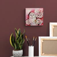 SCHLEIEREULE MIT ROSEN - Eulenbild mit Rosenblüten 30cmx30cmx3,7cm von Christiane Schwarz Bild 10