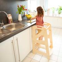 Lernturm Montessori, Küchenhelfer für Kinder aus Naturholz Bild 2