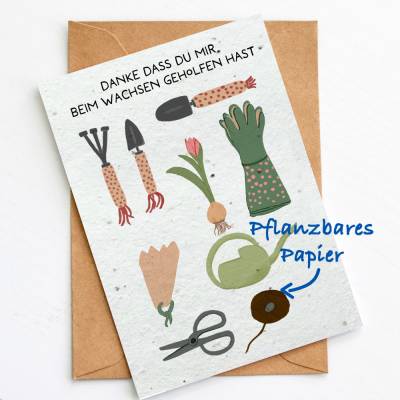 Pflanzbare Karte für Erzieherin "DANKE" | Samenpapier Klappkarte | Abschiedsgeschenk Kindergarten, Kita, Tagesmu