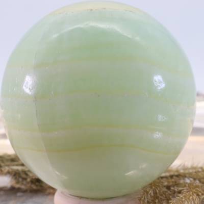 GROSSE grün gebänderte Calcit Edelsteinkugel 58 mm, Meditation und Heilsteine, glänzende Kugel, Wunderbarer Kristall
