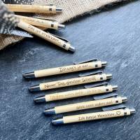 Das ist irrelevant - Kugelschreiber mit Gravur, Kuli graviert - aus Bambus, Kuli mit lustigen, ironischen Text Bild 4