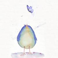 Birdies, kleiner Vogel & Schmetterling Poster Print Wanddeko Kinderzimmer Wandbild Aquarell handgemalt günstig kaufen Bild 6