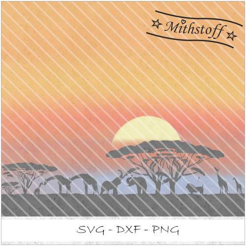 Plotterdatei - Savanne - Tiere - Afrika - SVG - DXF - PNG - Datei - Mithstoff