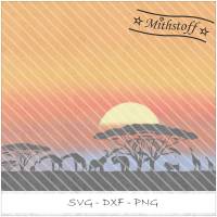 Plotterdatei - Savanne - Tiere - Afrika - SVG - DXF - PNG - Datei - Mithstoff Bild 1