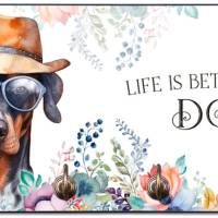Hundegarderobe LIFE IS BETTER WITH A DOG mit Dobermann Bild 1