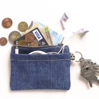 Upcycling-Geldbörse, Jeans, Schlüsseletui, Kopfhöhrertasche, Kreditkartentasche, Portemonnaie Bild 7