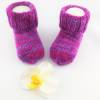 Baby Söckchen - Erstlingssocken handgestrickt    pinkfarben-lilafarben meliert Bild 2