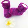Baby Söckchen - Erstlingssocken handgestrickt    pinkfarben-lilafarben meliert Bild 4