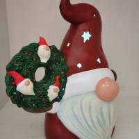 Cooler Weihnachtswichtel aus Keramik zum Beleuchten Bild 2