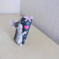 Maus oder Kind / Junge  Figur mit Schultüte zum basteln oder dekorieren oder Gutscheine herstellen - zum Geburtstag , Sc Bild 2