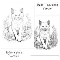 Ausmalbild süße Katze, zum Download und selbst ausdrucken Bild 4