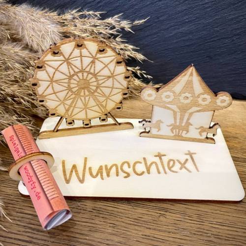 Geldscheinhalter Freizeitpark, Erlebnispark, Geldgeschenk, Geschenk, Wunschtext, Personalisierbar