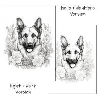 digitales Ausmalbild Schäferhund, zum Download und selbst ausdrucken Bild 2