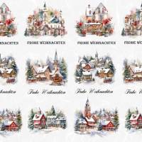 Reispapier - Motiv Strohseide - A4 - Decoupage - Vintage - Shabby - Winter - Dorf - Weihnachten - 19799 Bild 1