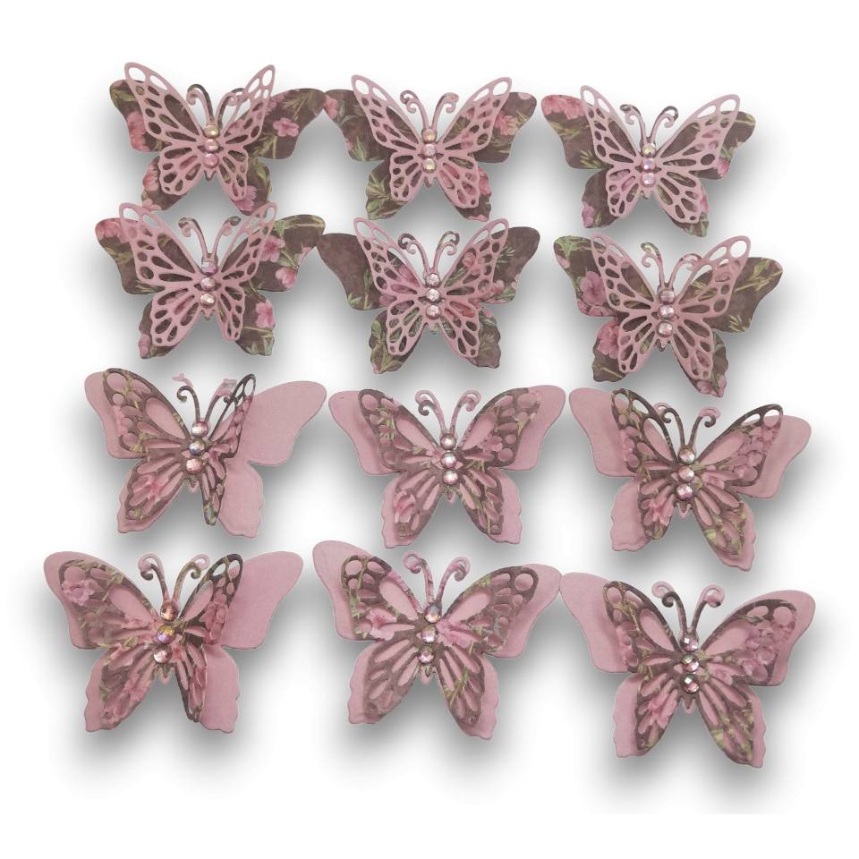 12 Stanzteile Streudeko Schmetterlinge 3D, Duo Papier