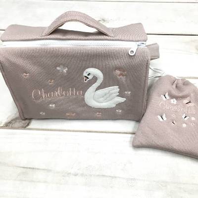 Tasche mit Namen, Musikboxtasche, Tasche mit Schwan, Kindergartentasche, Nstyle Fashion