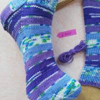 Wollsocken, Sneaker, handgestrickte Socken, Gr 40/41 , gestrickte Socken, Wollfrei!!, in lila-blau Tönen Bild 3