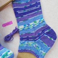 Wollsocken, Sneaker, handgestrickte Socken, Gr 40/41 , gestrickte Socken, Wollfrei!!, in lila-blau Tönen Bild 7