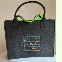 Filz-Tasche, bestickt mit dekorativen Sprüchen zum Thema: Stoff & Nähen, Shopper für alle Stoff-Liebhaber Bild 6