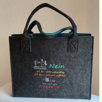 Filz-Tasche, bestickt mit dekorativen Sprüchen zum Thema: Stoff & Nähen, Shopper für alle Stoff-Liebhaber Bild 7