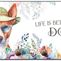 Hundegarderobe LIFE IS BETTER WITH A DOG mit Basenji Bild 1