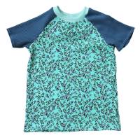 T-Shirt Mädchenshirt Raglanshirt - Größe 128 - Nelken mint Bild 1