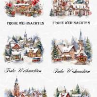 Reispapier - Motiv Strohseide - A4 - Decoupage - Vintage - Shabby - Winter - Dorf - Weihnachten - 19798 Bild 1