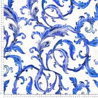 Dekostoff "Orly", weiß - blau, 140 cm breit, Meterware, Preis pro 0,5 lfdm Bild 1